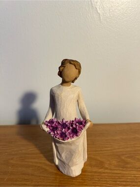 Willow Tree Figurine Holding Purple Flowers